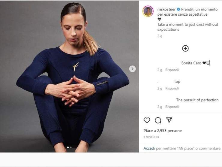 Carolina Kostner quasi in meditazione (Instagram) 20.11.2022 stylife
