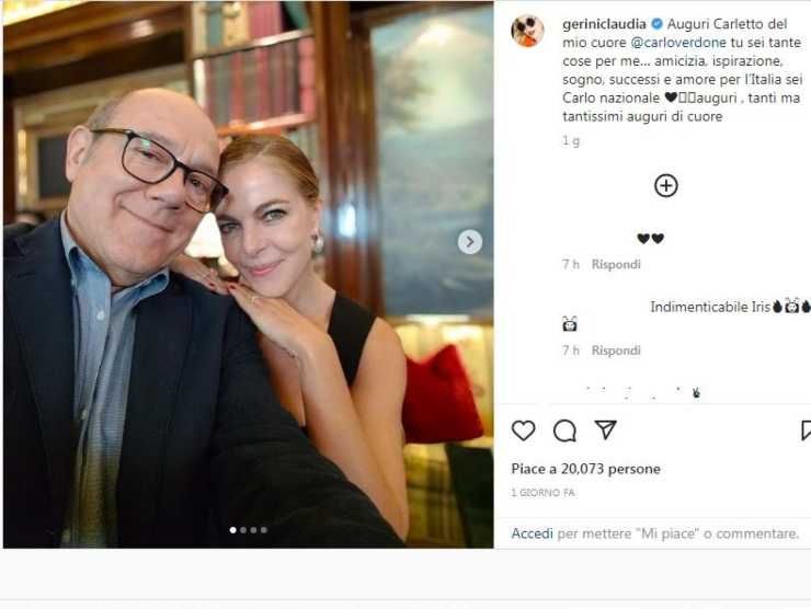 Gli auguri di Claudia Gerini a Carlo Verdone (Instagram) 19.11.2022 stylife